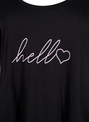 Zizzifashion Short-sleeved nightgown in organic cotton, Black Hello, Packshot image number 2