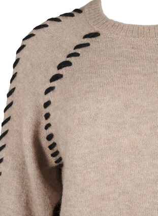 Zizzifashion Knitted blouse with stitching, Desert T.Wh.Mel.Comb, Packshot image number 2