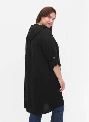 Zizzifashion Viscose tunic with hood, Black, Model image number 1