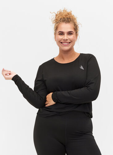 Zizzifashion Long-sleeved fitness top, Black, Model image number 0