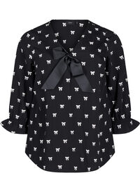 Blouse with bows and 3/4 sleeves