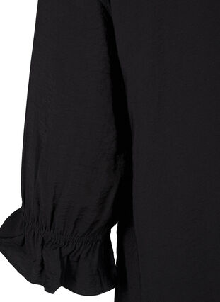 Zizzifashion Long viscose shirt with lace detail, Black, Packshot image number 3