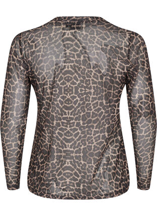 Zizzifashion Mesh blouse with leopard pattern, LEO AOP, Packshot image number 1