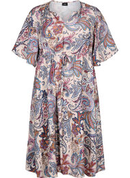 Short sleeve viscose dress in a paisley print, Sand Do. Paisley AOP, Packshot