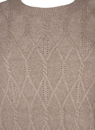 Zizzifashion Knitted sweater with pattern and pearls, Desert Taupe Mel., Packshot image number 2