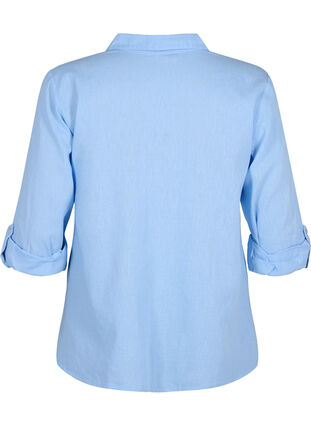 Zizzifashion Shirt blouse with button closure in cotton-linen blend, Serenity, Packshot image number 1