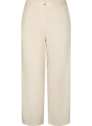 Zizzifashion High-waisted trousers in cotton and linen, Whitecap Gray, Packshot image number 0