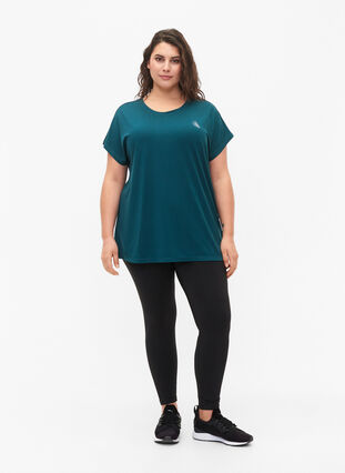 Zizzifashion Short-sleeved workout t-shirt, Deep Teal, Model image number 2