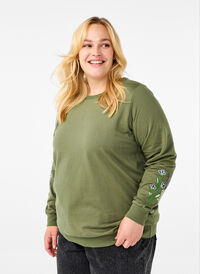 Sweatshirt with embroidered flowers, D. L. Green W. emb., Model