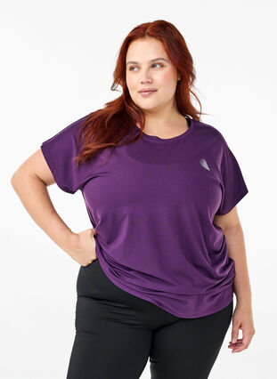 Zizzifashion Solid-coloured workout T-shirt, Purple Pennant, Model image number 0