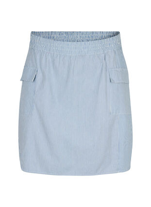 Zizzifashion Short cotton skirt with elasticated waistband, Nebulas B. W. Stripe, Packshot image number 0