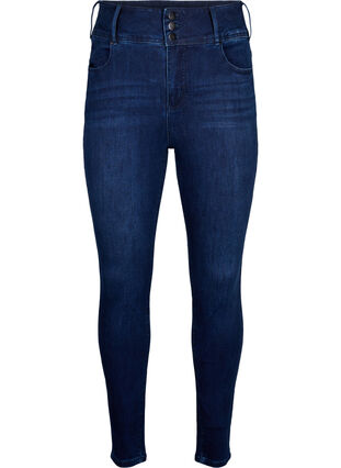 Zizzifashion Super slim Bea jeans with extra high waist, Dark Blue, Packshot image number 0