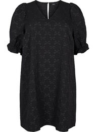 Short jacquard dress with bows, Black W. Bow, Packshot