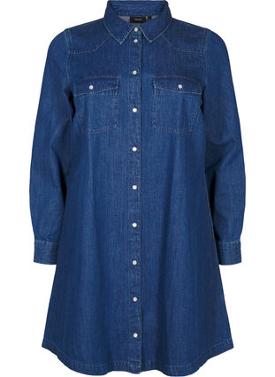 Zizzifashion Denim dress with buttons, Medium Blue Denim, Packshot image number 0