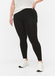 Basic viscose leggings, Black, Model