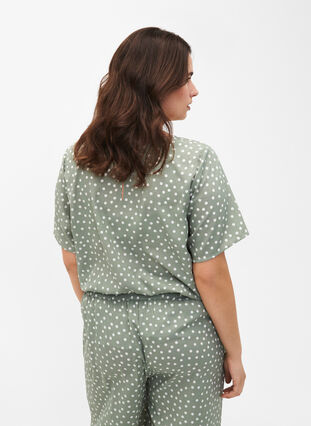 Zizzifashion FLASH - Short sleeve blouse with print, Iceberg Green Dot, Model image number 1