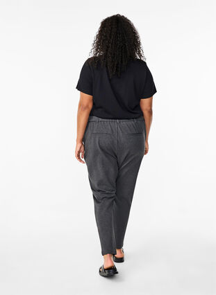 Zizzifashion Cropped Maddison trousers, Dark Grey Melange, Model image number 1