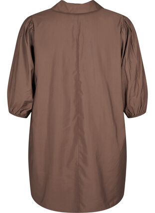 Zizzifashion Viscose tunic with V-neck and collar, Chocolate Chip, Packshot image number 1