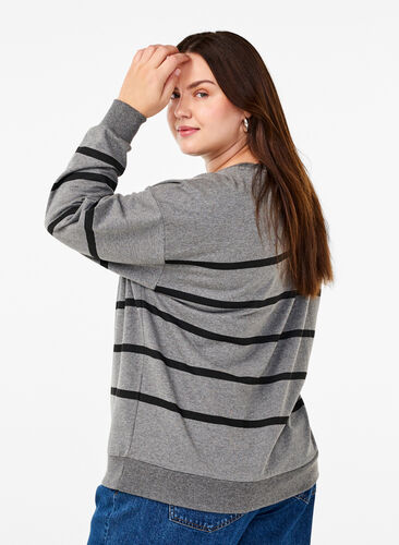 Zizzifashion Sweatshirt with stripes, MGM w. Black Stripe, Model image number 1