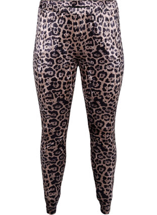 Zizzifashion Velour leggings with leopard print, Leopard, Packshot image number 0