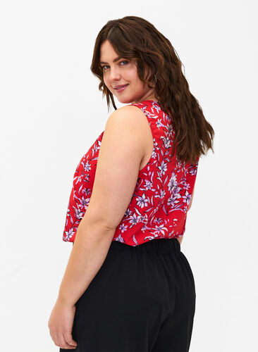 Zizzifashion FLASH - Sleeveless top with print, Poinsettia Flower, Model image number 1