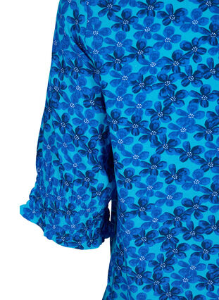 Zizzifashion Viscose blouse with buttons, Blue Small Flower, Packshot image number 3