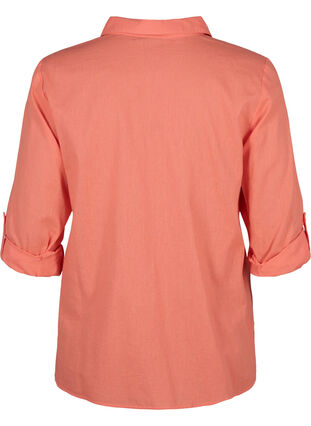 Zizzifashion Shirt blouse with button closure in cotton-linen blend, Living Coral, Packshot image number 1