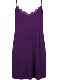 Viscose nightgown with lace trim