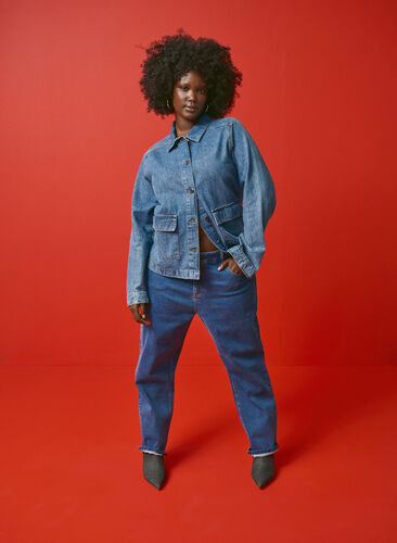 Zizzifashion Denim shirt jacket with pockets, Blue Denim, Image image number 0