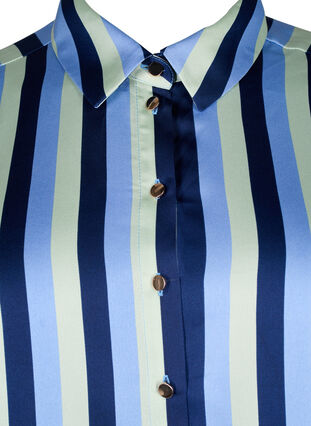 Zizzifashion Striped satin shirt with collar, Blue Stripe, Packshot image number 2