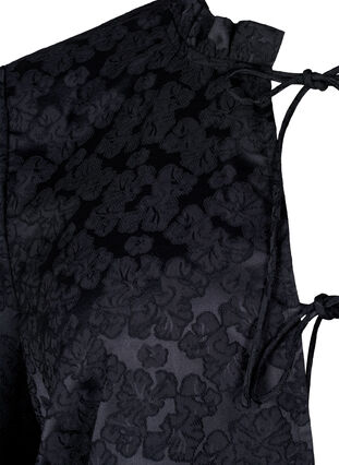 Zizzifashion Short-sleeved jacquard blouse with ties, Black, Packshot image number 2