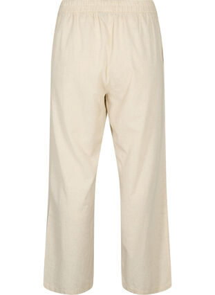 Zizzifashion High-waisted trousers in cotton and linen, Whitecap Gray, Packshot image number 1