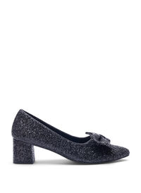 Wide fit - Glitter pump with bow