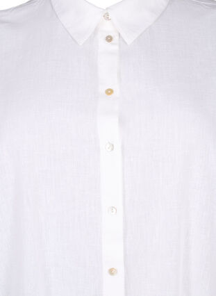 Zizzifashion Long shirt in cotton blend with linen, Bright White, Packshot image number 2