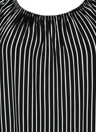 Zizzifashion Striped viscose blouse with short sleeves, Black/ White Stripe, Packshot image number 2