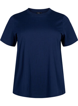 Zizzifashion Basic cotton T-shirt with round neck, Navy Blazer, Packshot image number 0