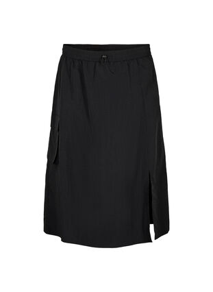 Zizzifashion Midi skirt with slit and cargo pocket, Black, Packshot image number 0