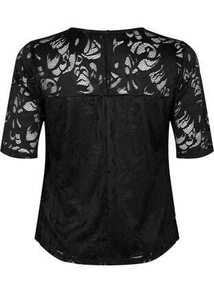 Zizzifashion Lace blouse with short sleeves, Black, Packshot image number 1