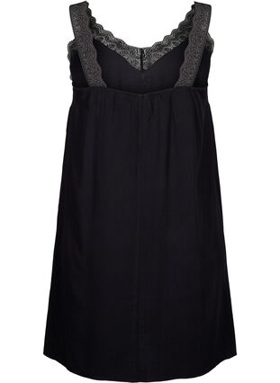 Zizzifashion Strap dress in viscose with lace, Black, Packshot image number 1