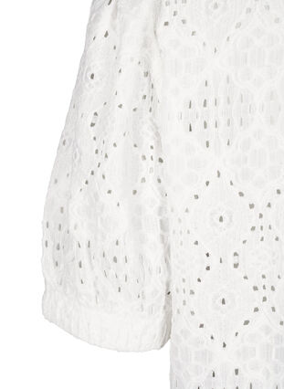 Zizzifashion Short-sleeved blouse with lace pattern, Bright White, Packshot image number 3