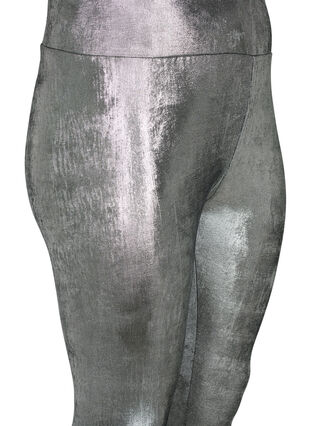 Zizzifashion Silver leggings with high waist, Dark Silver, Packshot image number 2