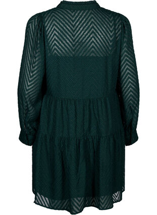 Zizzifashion Textured short dress with a ruffle collar, Scarab, Packshot image number 1