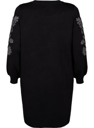 Zizzifashion Knitted dress with embroidery details, Black Medium G. Comb, Packshot image number 1