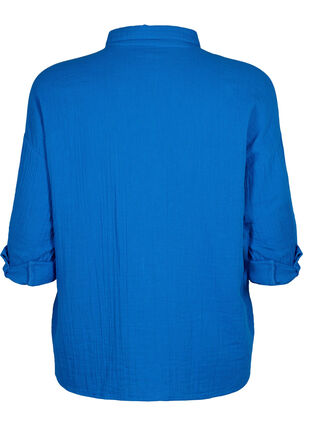 Zizzifashion Shirt with cotton muslin collar, Victoria blue, Packshot image number 1