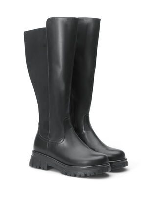 Zizzifashion Wide fit - High boot with elastic and zip, Black, Packshot image number 1