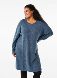 Long sleeved rib knit dress, Bering Sea Mel., Model