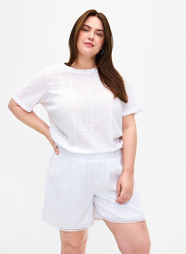 Zizzifashion Shorts with a textured pattern, Bright White, Model image number 0