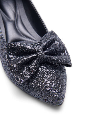 Zizzifashion Wide fit - Glitter pump with bow, Black, Packshot image number 2