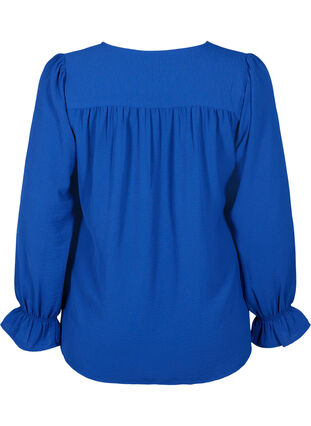 Zizzifashion V-neck blouse with long sleeves, Mazarine Blue, Packshot image number 1