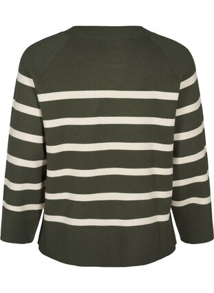 Zizzifashion Striped knitted blouse with round neck, D. Bag Birch Stripe, Packshot image number 1